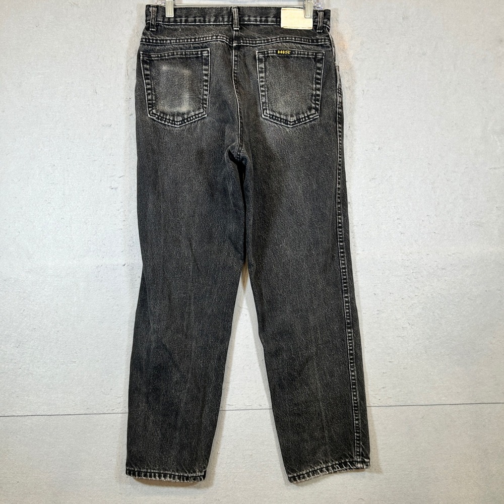 Vintage HIS Jeans Mens 32x30 Black Denim Made in USA Straight 90s Skate Grunge